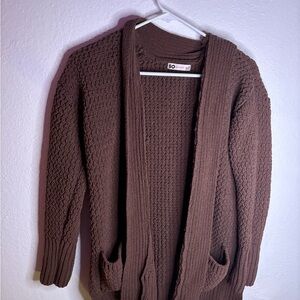 SO Brown Chunky Knit Cardigan Sweater